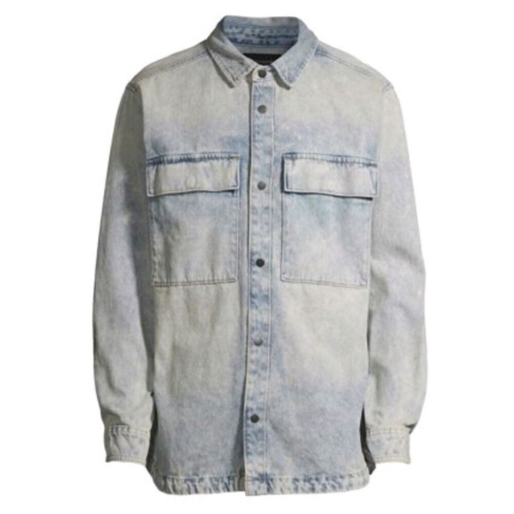 No Boundaries Women’s 2XL Acid Wash Denim Snap Front Shirt Jacket Heavyweight